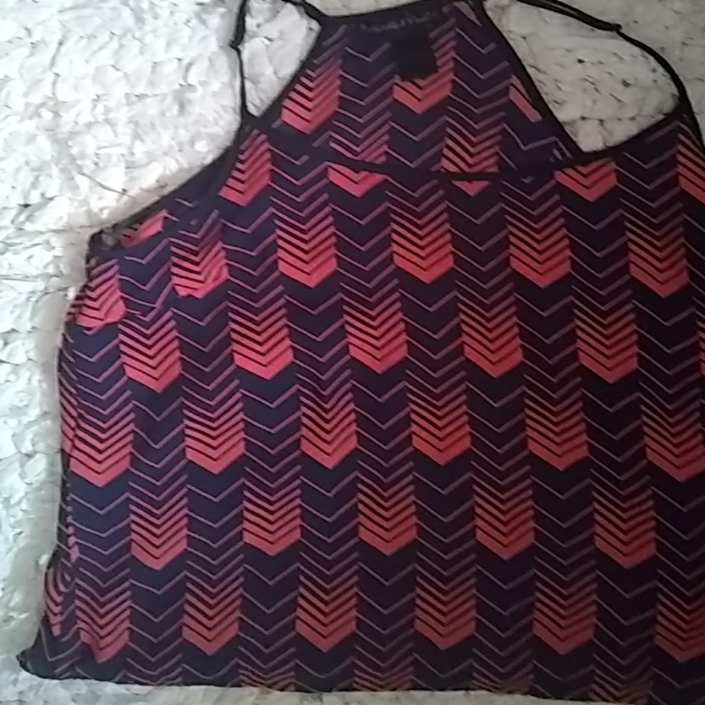 Sheer tank top dark blue and peach